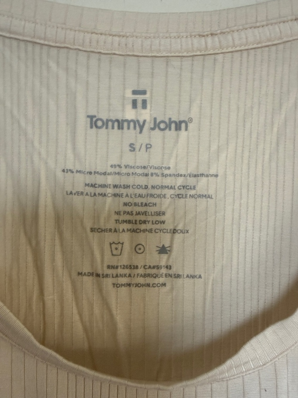 Tommy John Soft Cream Ribbed Scoop Tank - Picture 2 of 6